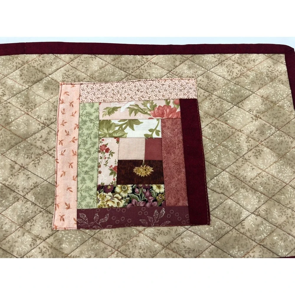 Set of 4 Quilted Placemats Patchwork Pattern Handmade Farmhouse Grannycore